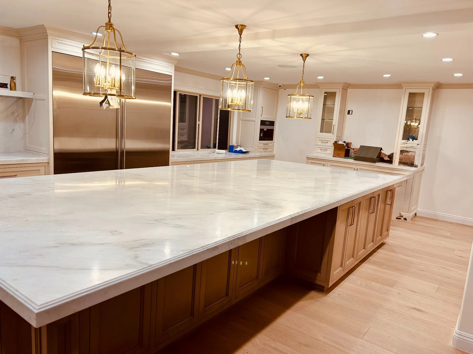 Calacatta Borghini kitchen island in a custom Los Angeles kitchen