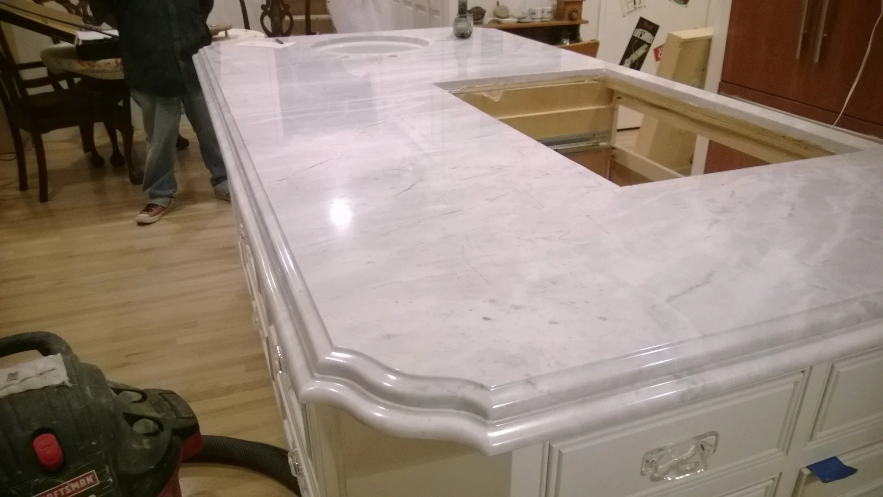 Polished Dolomite island with ogee-bullnose edge detail