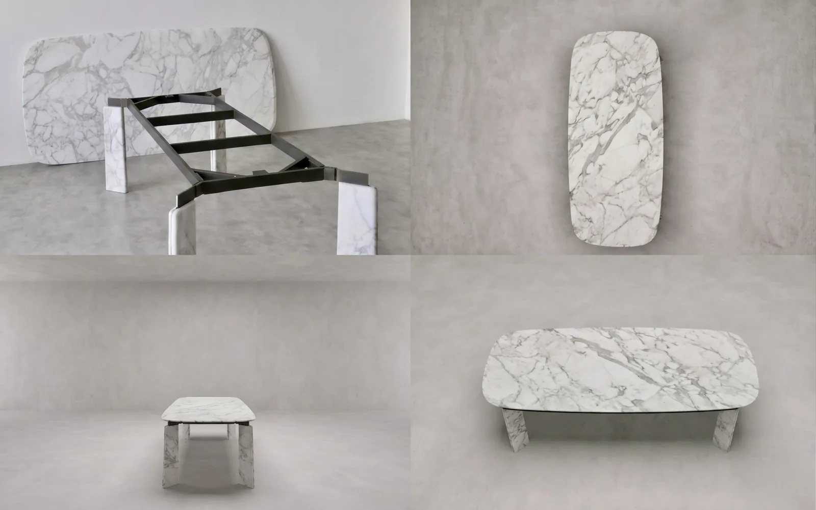 Cushion Dining Table Components – Bianco Carrara Marble Construction Detail