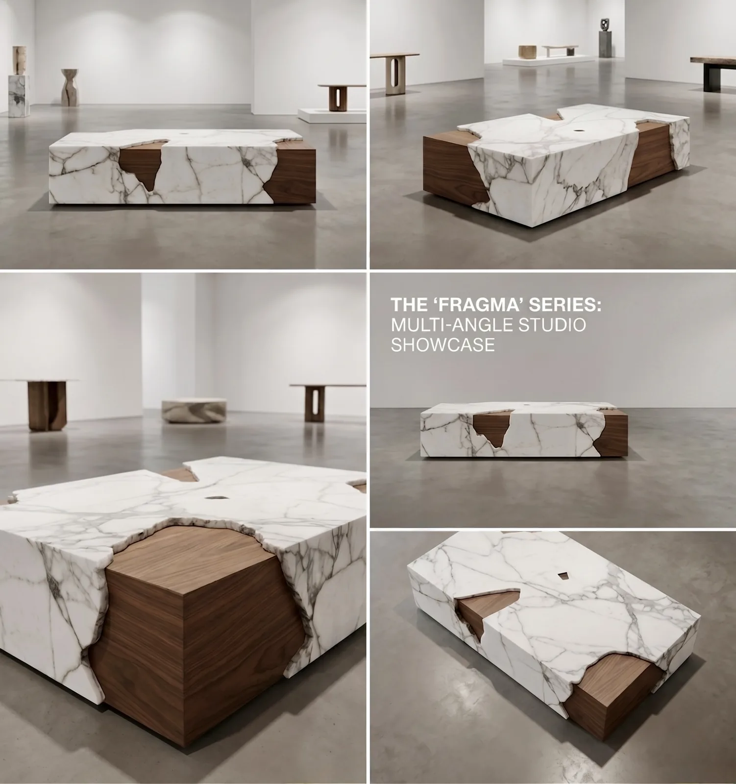 Fragma Coffee Table Multi-Angle View – Calacatta Paonazzo Marble