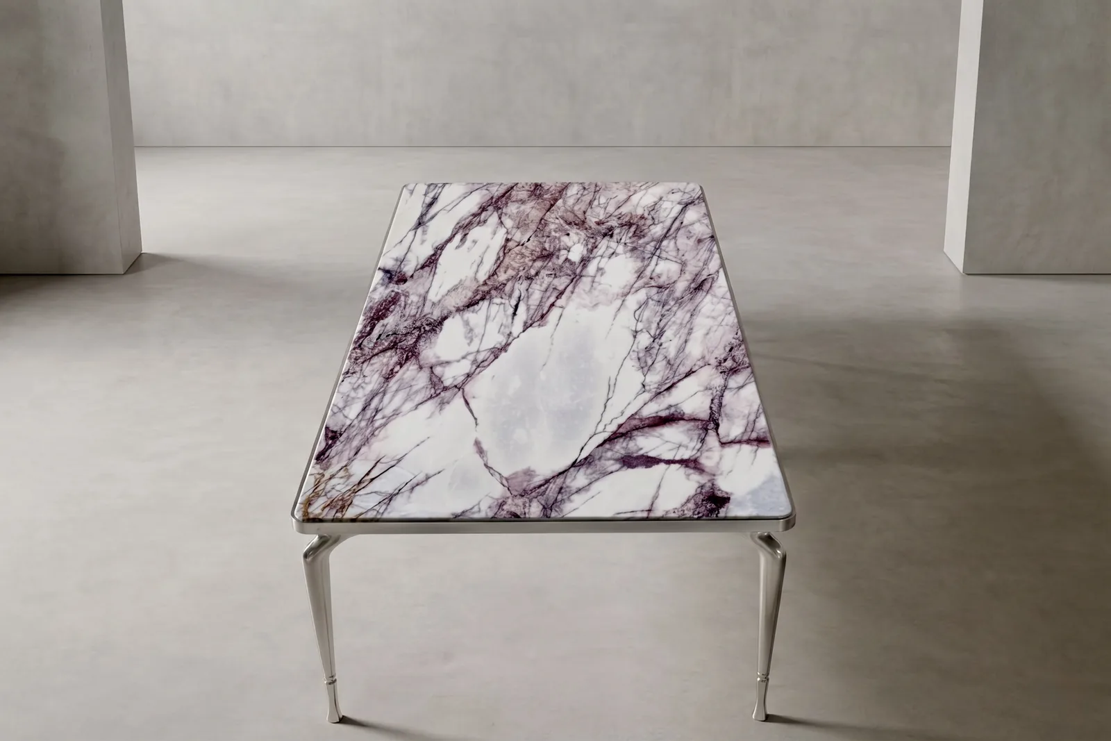 Plume Dining Table in Lilac Supreme Marble – Custom Natural Stone Furniture