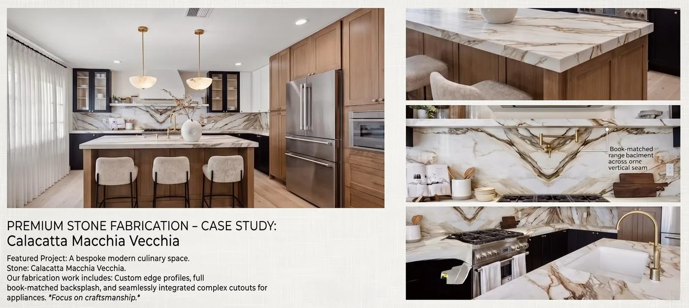 Custom Stone Kitchen Countertop – Precision Fabrication, Beverly Hills CA